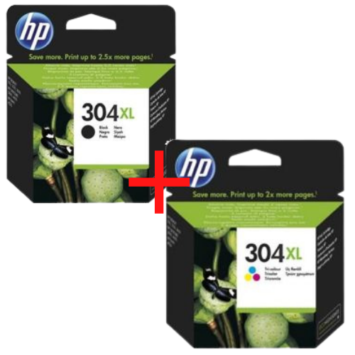 HP ORIGINAL - HP 304XL Lot de 2 Cartouches de marque HP noir et couleurs